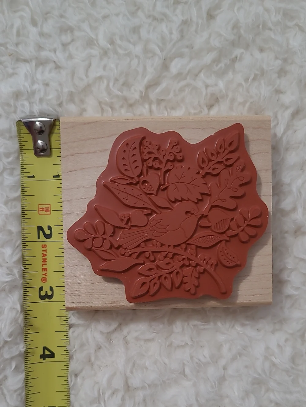 NEW Stampin'Up! Tweet Leaves Bird Stamp Red Rubber Wood Block 128111 Retired